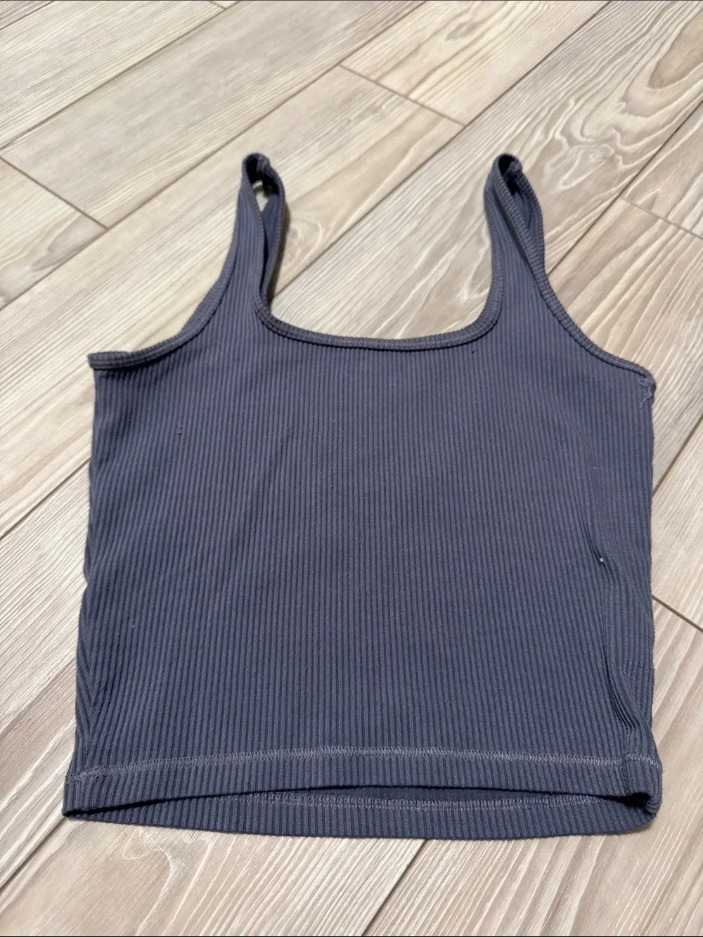 Hollister Ribbed Scoop Crop Tank Top - Charcoal